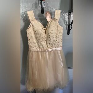 May Queen Cream Pink Sequin Embellished A-line Dress